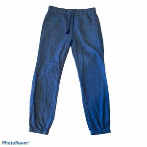 Madewell Linen Blend Blue Drawstring Jogger Pants